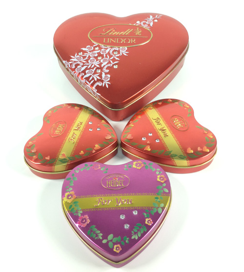 heart tin boxes with fake diamonds@Tinpak